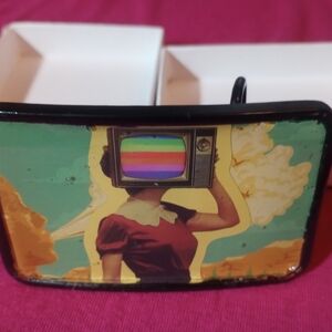 Retro TV-Head Art Belt Buckle - Multicolor